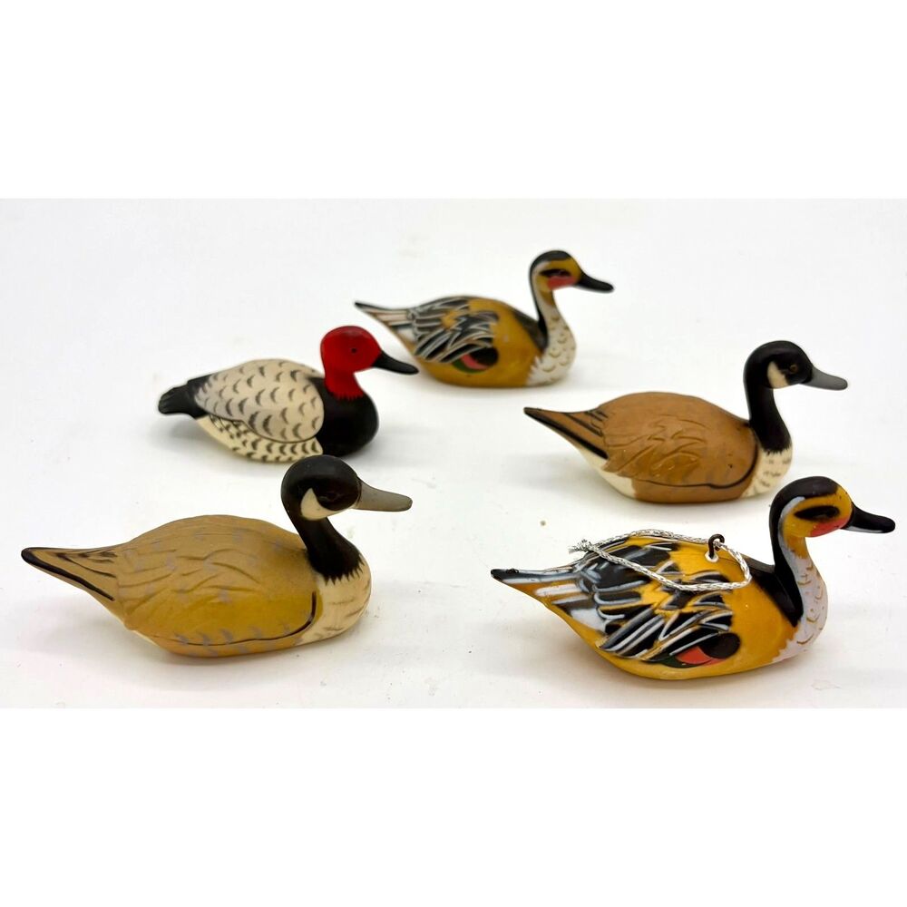 Five Vintage Enesco Duck mini Figurines Resin